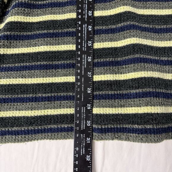 Vintage 90s Chenille Knit Sweater Plus 3X Striped Grunge Boxy Skater Masculine - Picture 9 of 10